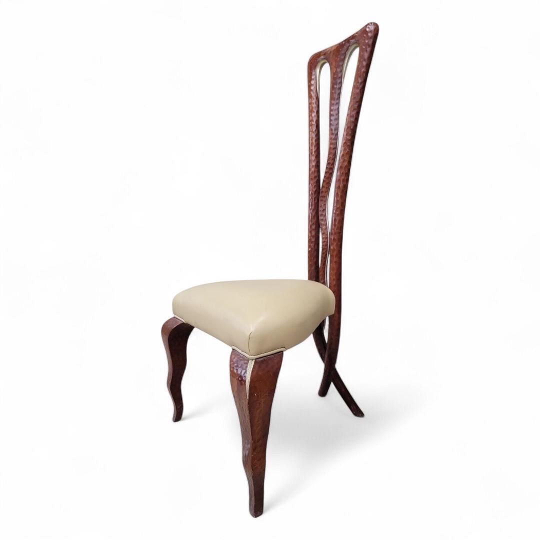 Vintage Side Chair With Mahogany X-Leg Base Attributed to Christopher Guy: Title: Vintage Side Chair With Mahogany X-Leg Base Attributed to Christopher Guy Description: Vintage Side Chair With Mahogany X-Leg Base Attributed to Christopher Guy Add a touch of refined luxury to