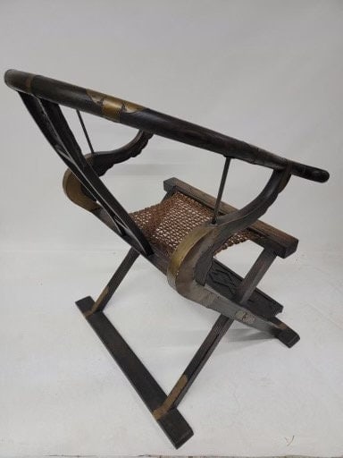 Antique Chinese Huanghuali Horseshoe Folding Throne Chair - 6