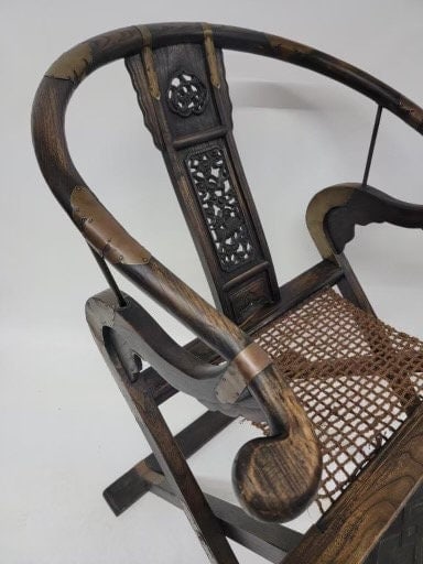 Antique Chinese Huanghuali Horseshoe Folding Throne Chair - 8