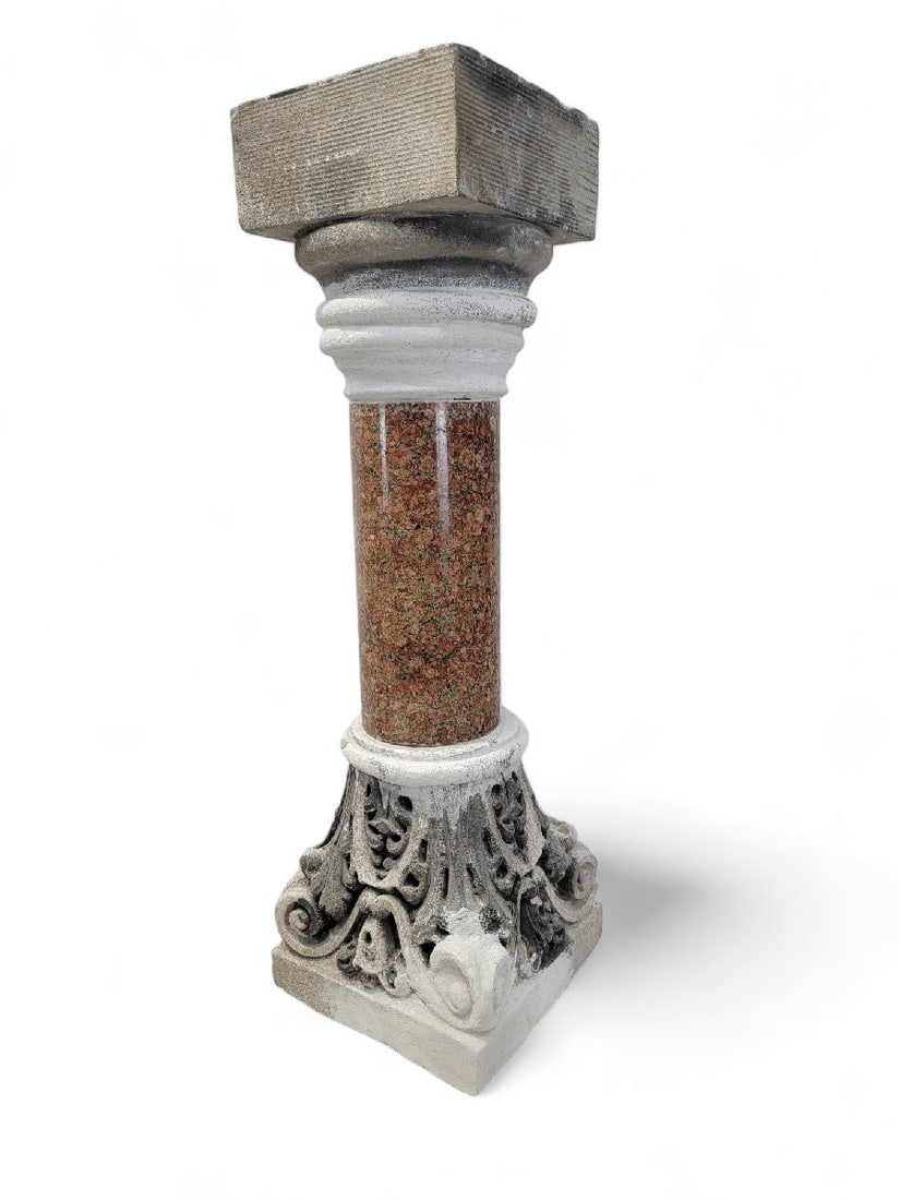 Antique Italian Marble & Stone Pedestals from Roman Church Altar - Pair - 3