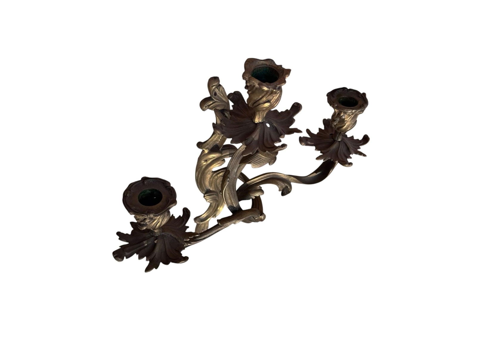 Antique French Louis XV Style Bronze Candle Sconces - Pair - 4