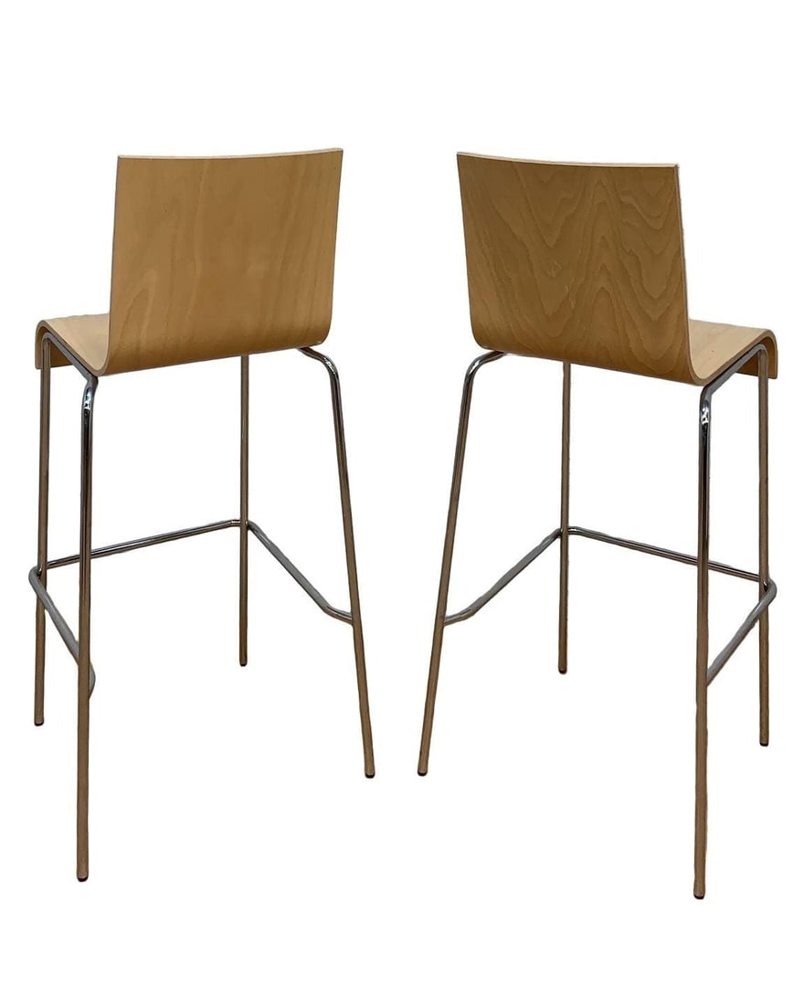 Vintage Postmodern Italian Bentwood Wave Bar Stools - Pair - 4
