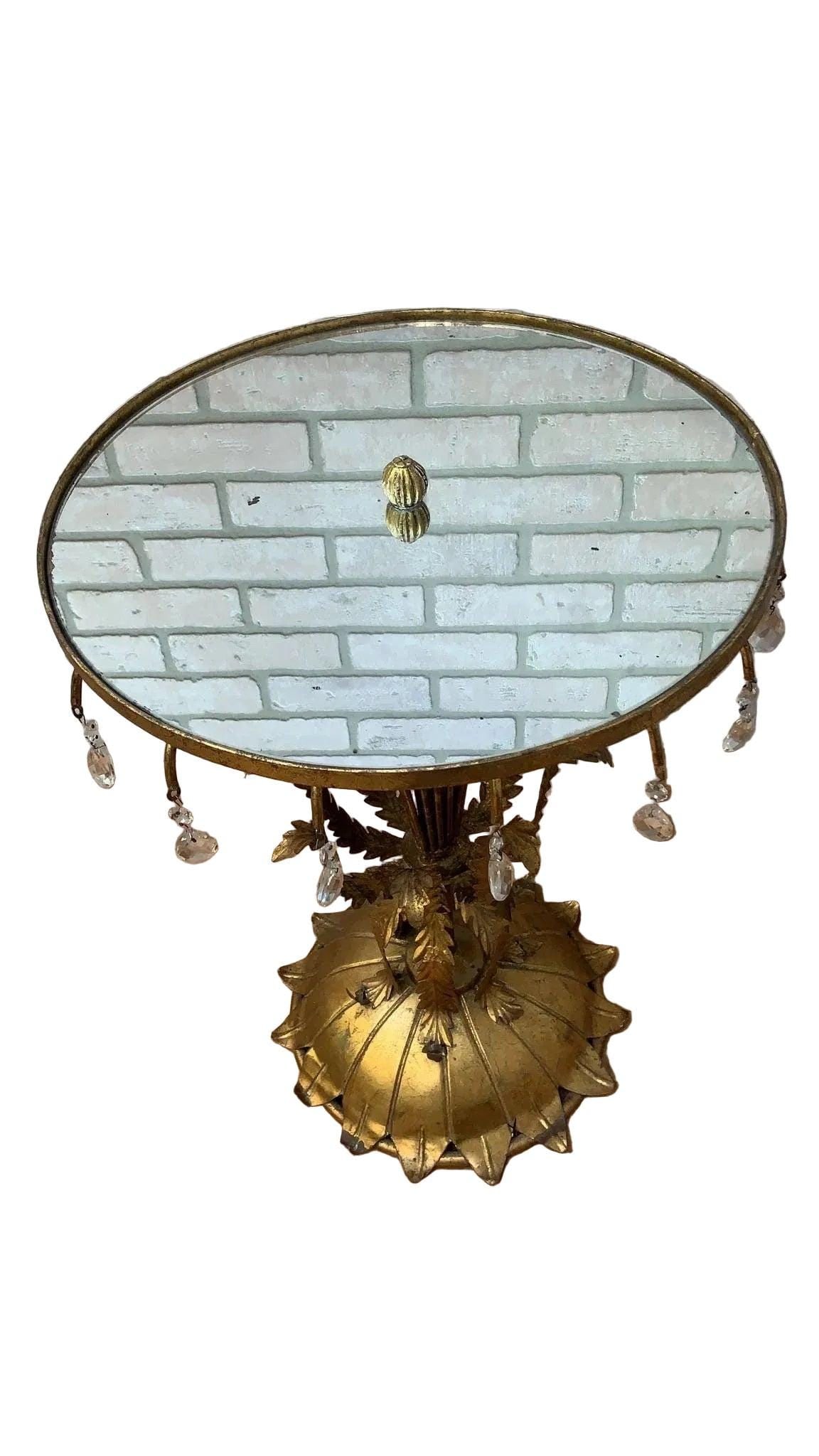 MCM Italian Side Table with Mirrored Top - 2