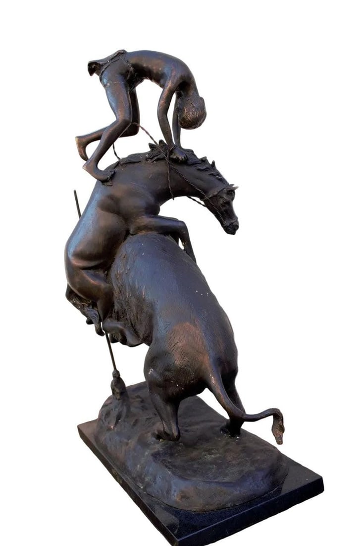 Vintage Frederic Remington Buffalo Horse Sculpture - 2