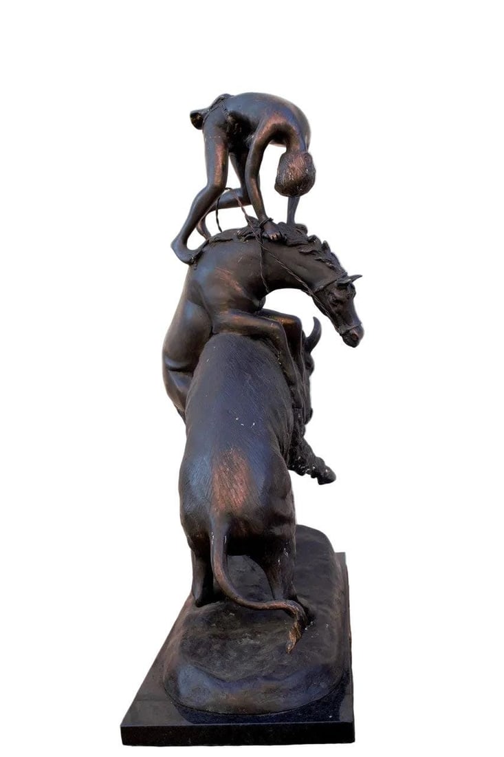 Vintage Frederic Remington Buffalo Horse Sculpture - 4