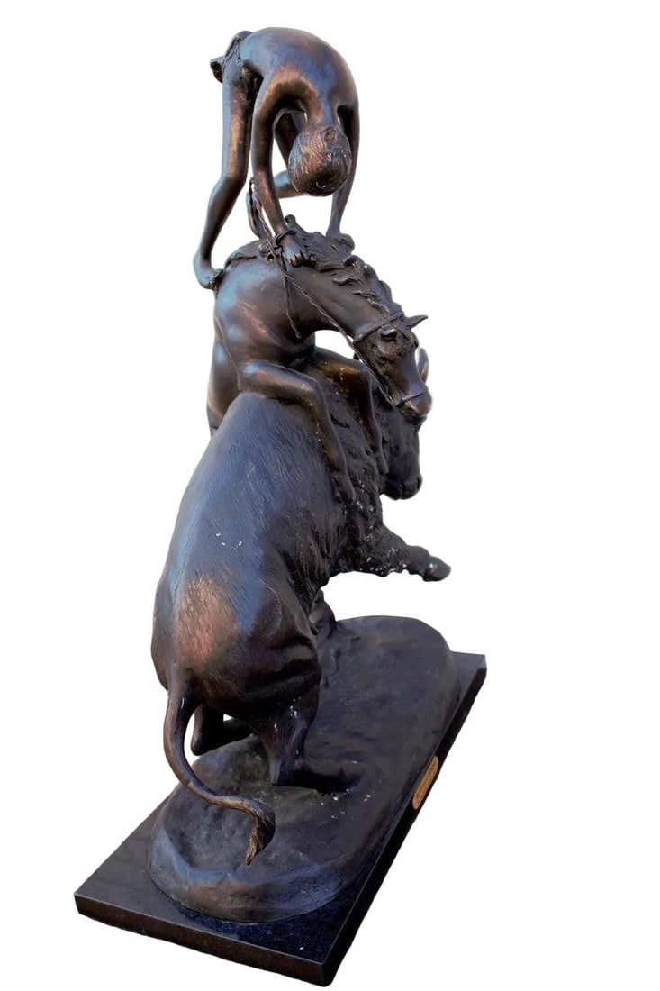 Vintage Frederic Remington Buffalo Horse Sculpture - 5