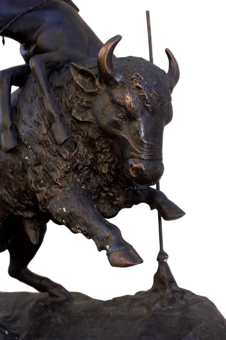 Vintage Frederic Remington Buffalo Horse Sculpture - 6