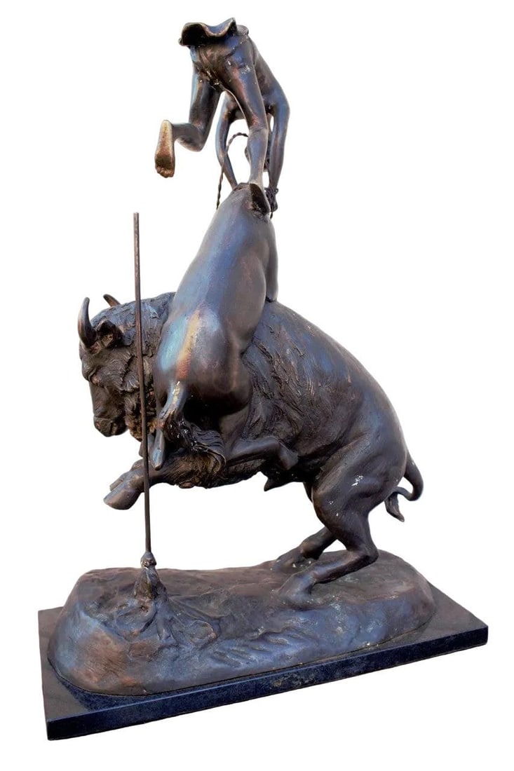 Vintage Frederic Remington Buffalo Horse Sculpture - 7