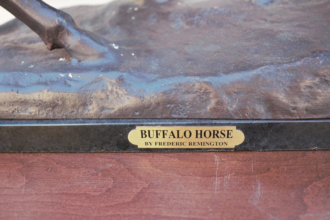 Vintage Frederic Remington Buffalo Horse Sculpture - 8