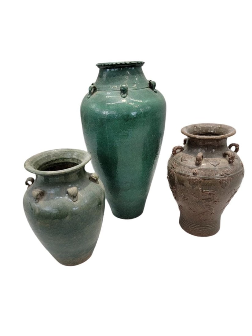 Antique Stoneware Green-Glazed Mataban Jar Vase - 5