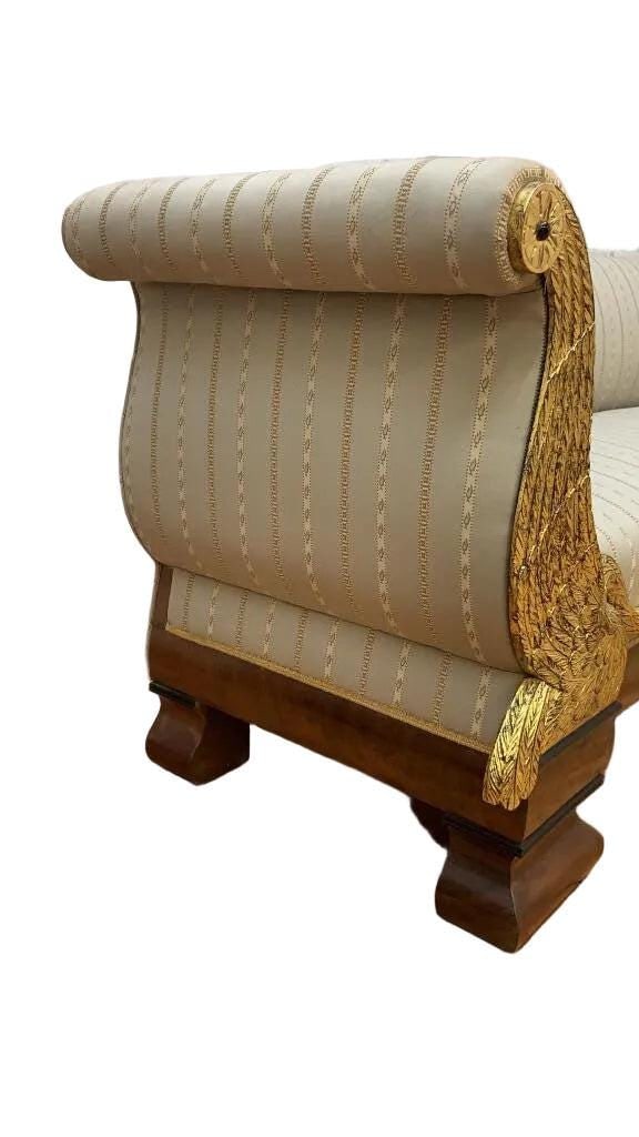 Antique Biedermeier Style Carved Goose Sofa - 10