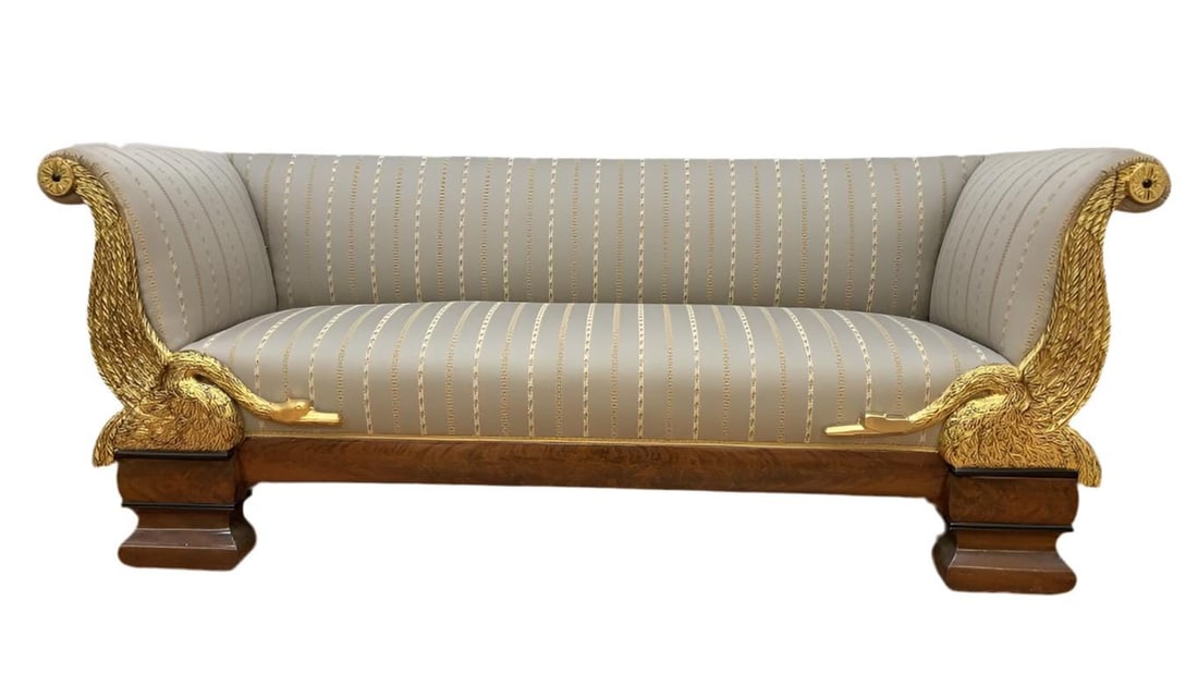 Antique Biedermeier Style Carved Goose Sofa (1 of 10)