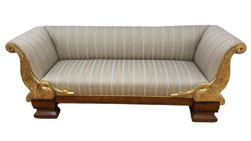 Antique Biedermeier Style Carved Goose Sofa - 8