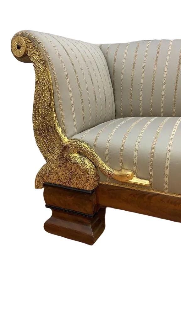 Antique Biedermeier Style Carved Goose Sofa - 9