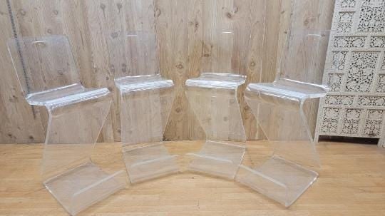 MCM High Back Lucite "Z" Stools by Karl Springer - 4 - 2