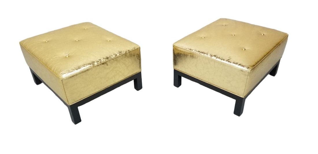 Hollywood Regency Christian Liaigre Style Ottoman Newly Upholstered - Pair - 3