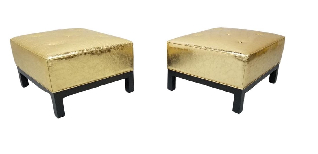 Hollywood Regency Christian Liaigre Style Ottoman Newly Upholstered - Pair - 5