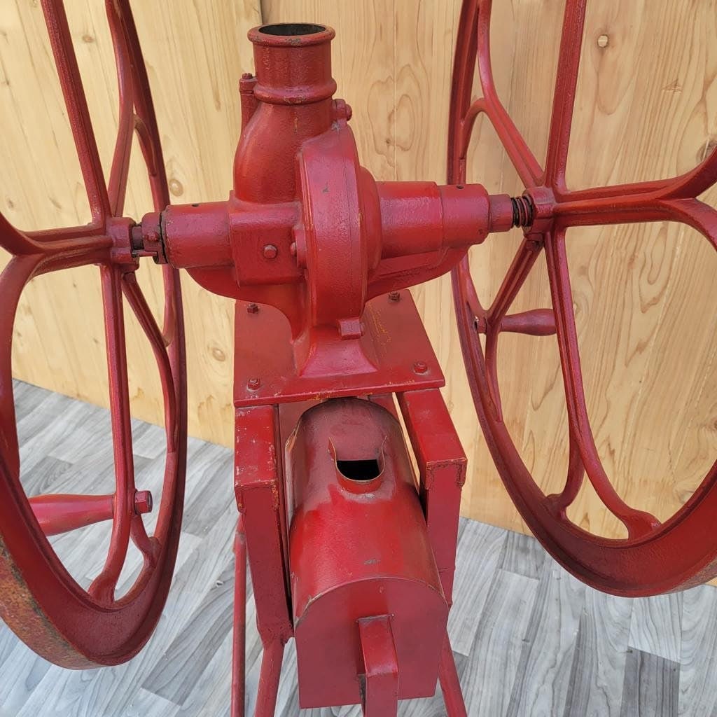 Antique Red Cast Iron Fairbanks Morse and Co Chicago Double Wheel Coffee Mill Grinder - 5