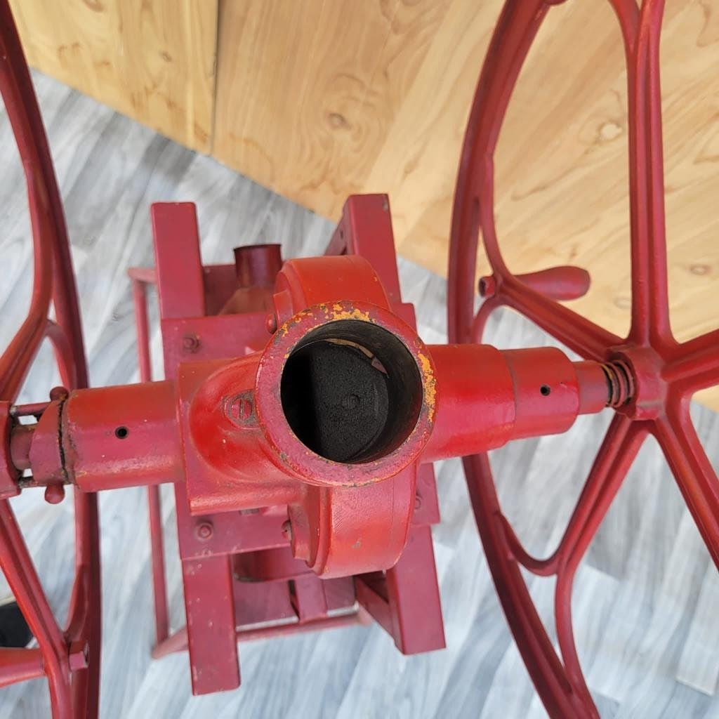 Antique Red Cast Iron Fairbanks Morse and Co Chicago Double Wheel Coffee Mill Grinder - 6