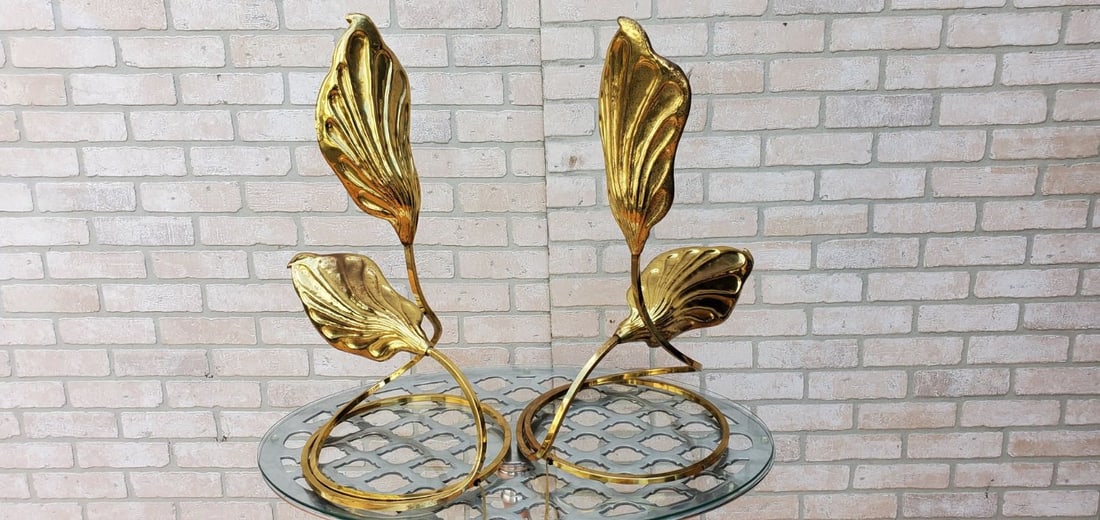 Mid Century Modern Italian Brass Double Leaf Desk Lamp by Carlo Giorgi & Tommaso Barbi - 2