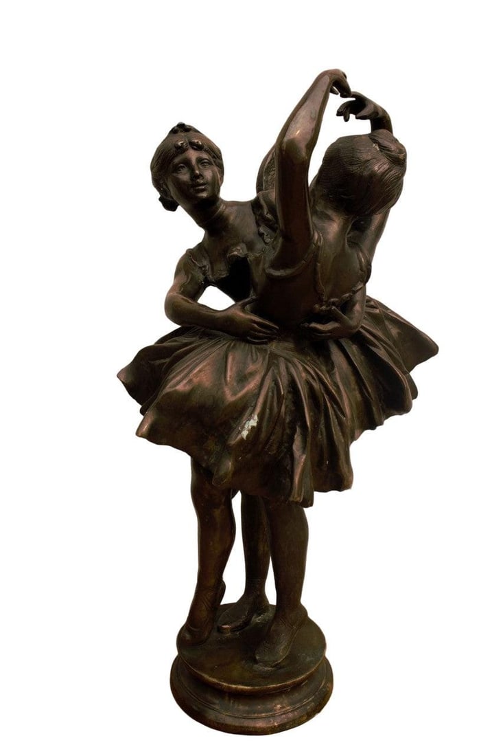 Vintage Bronze Winged Fairy Ballerina Statue - 2