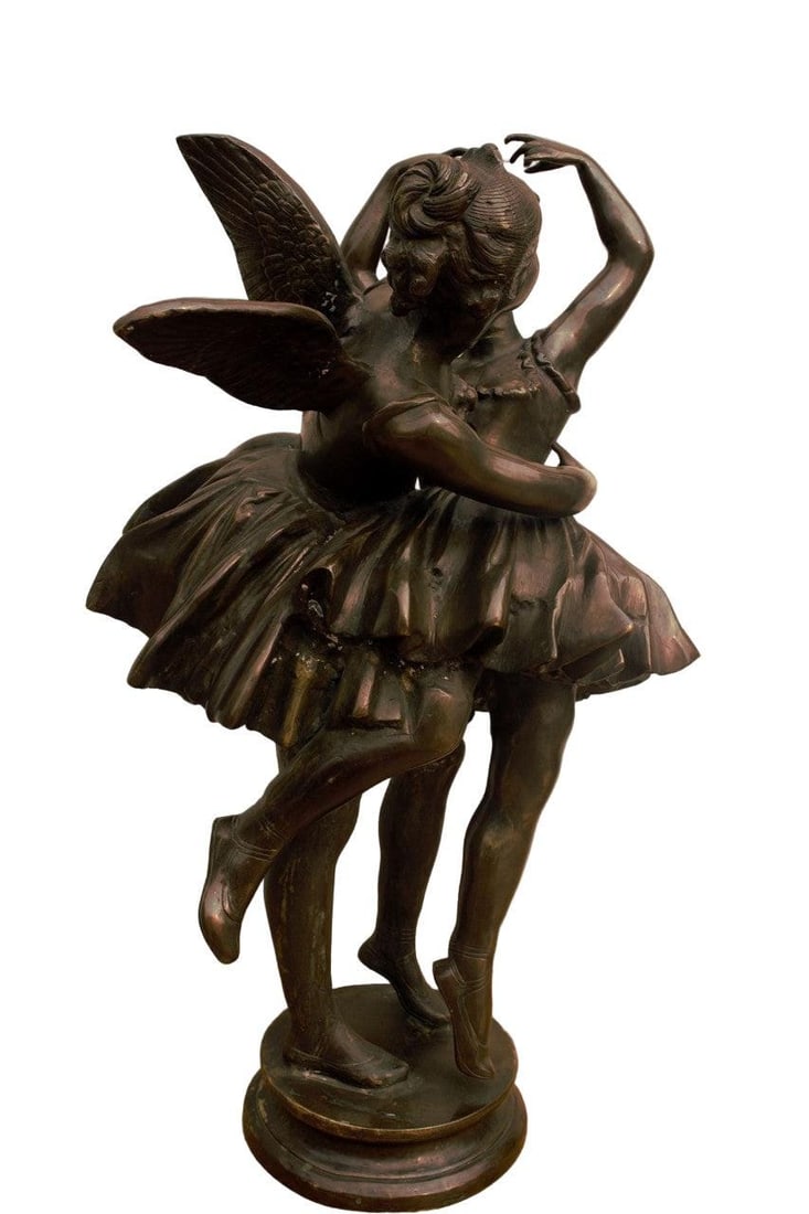 Vintage Bronze Winged Fairy Ballerina Statue - 4