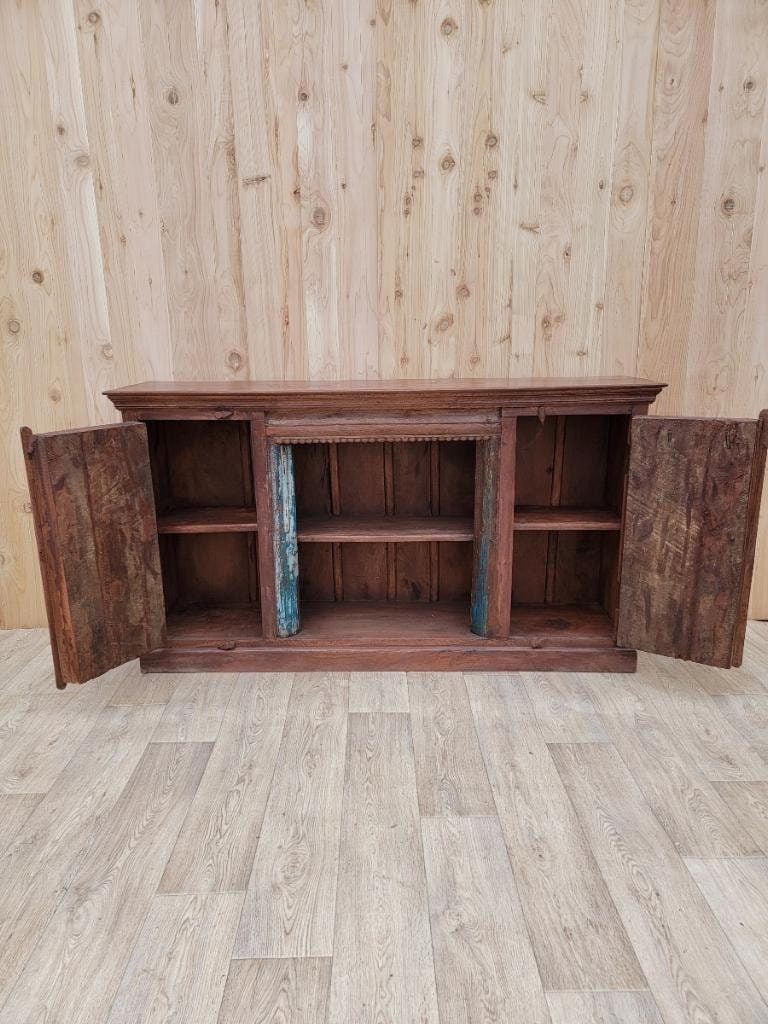 Vintage Moroccan Rustic Reclaimed Wood Media Cabinet - 7