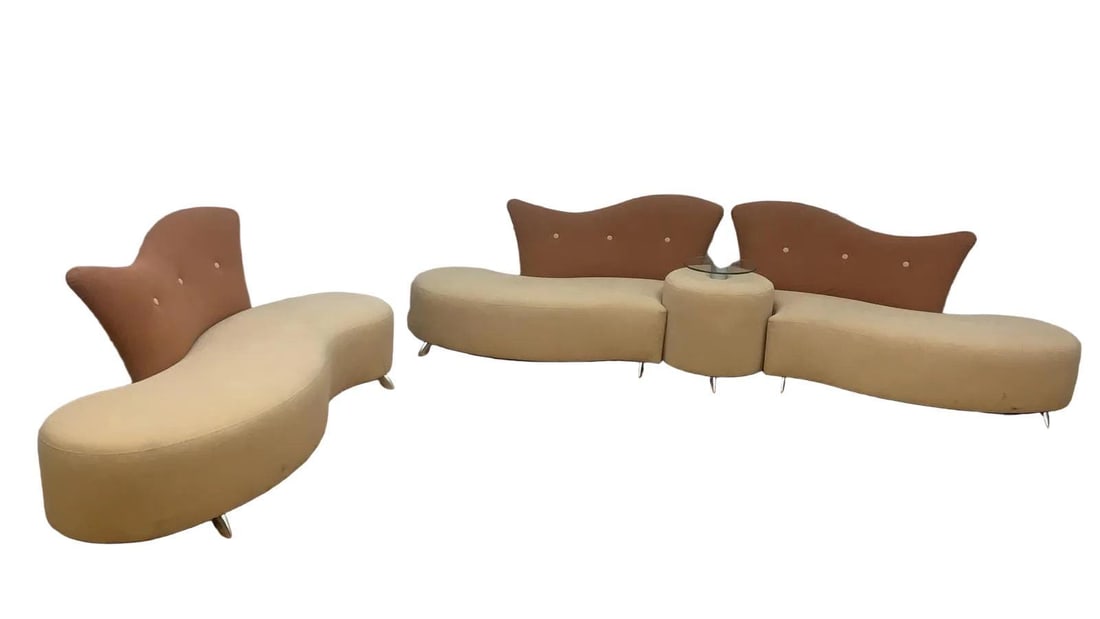Postmodern Vladimir Kagan Style Serpentine Sofa Set - 3
