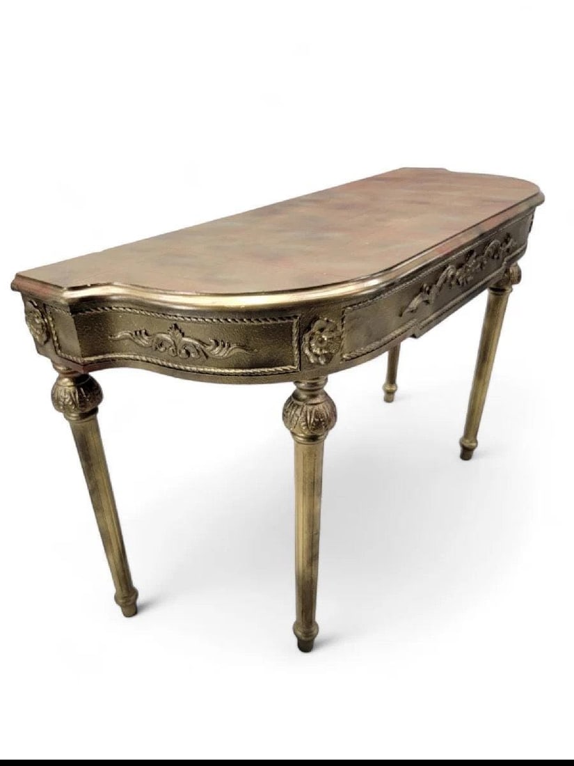 Vintage French Louis XVI Style Demilune Console Table - 4