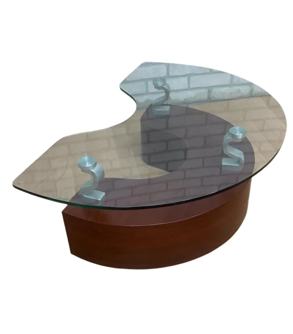 Contemporary Modern Curved Glass Coffee Table - 3