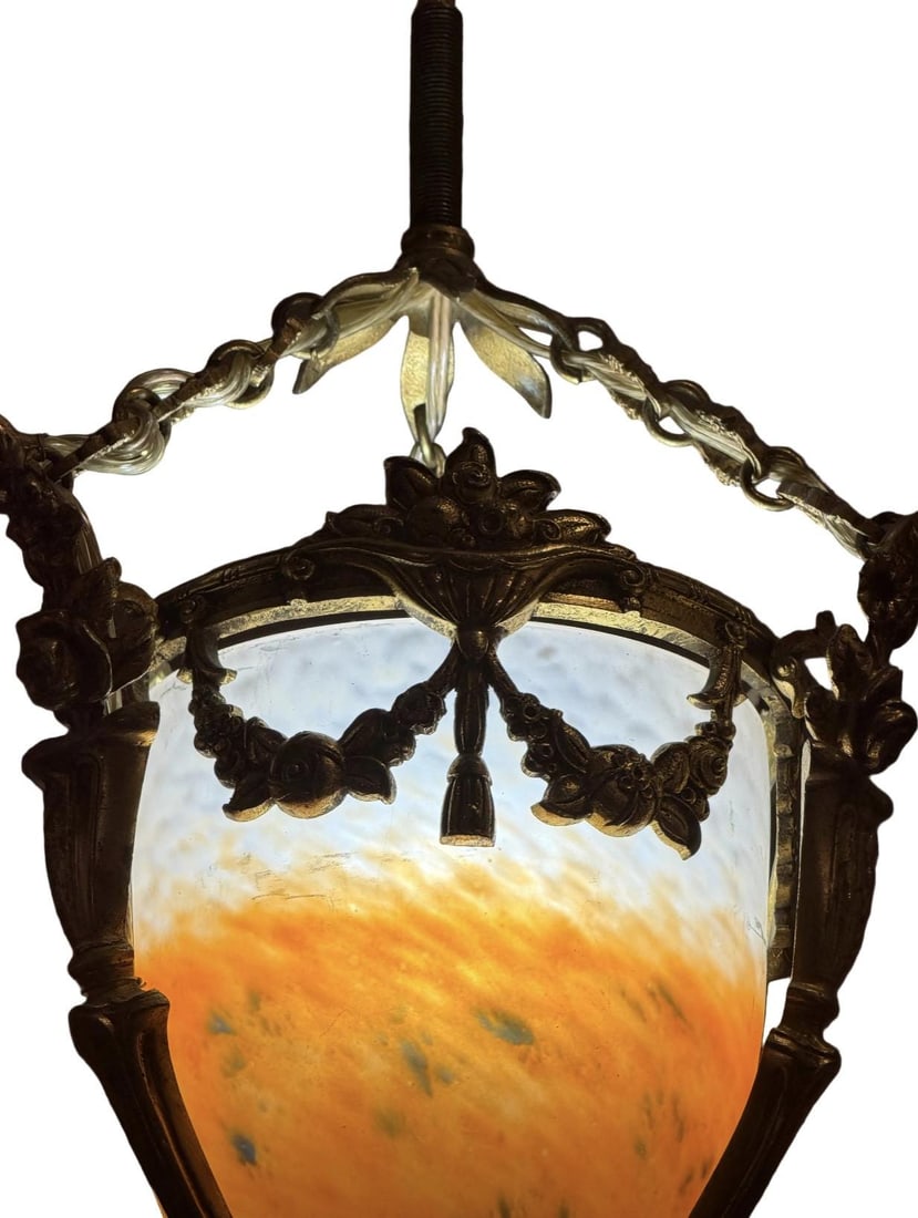 Antique French Art Deco Chandelier Attributed to Muller Freres - 4