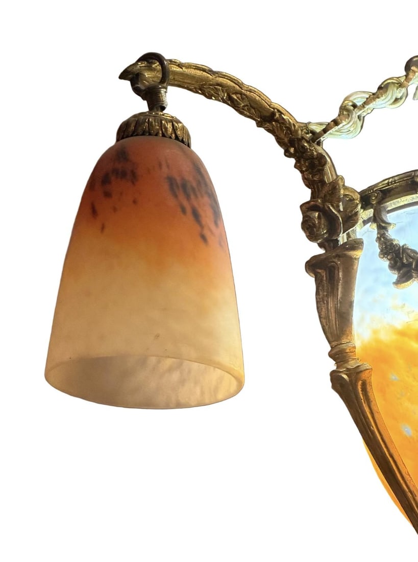 Antique French Art Deco Chandelier Attributed to Muller Freres - 5