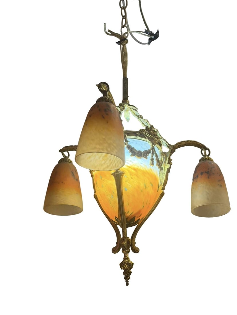 Antique French Art Deco Chandelier Attributed to Muller Freres - 7