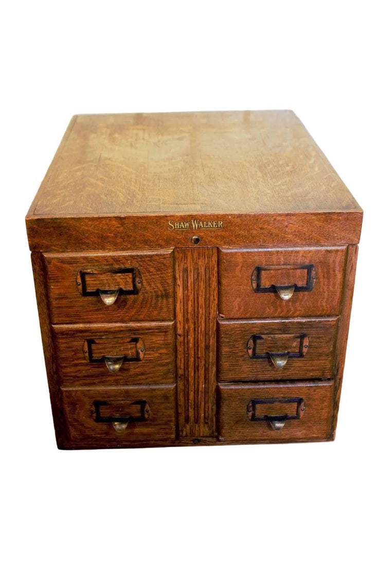 Antique Shaw Walker Library Bureau Filing Cabinet - 10