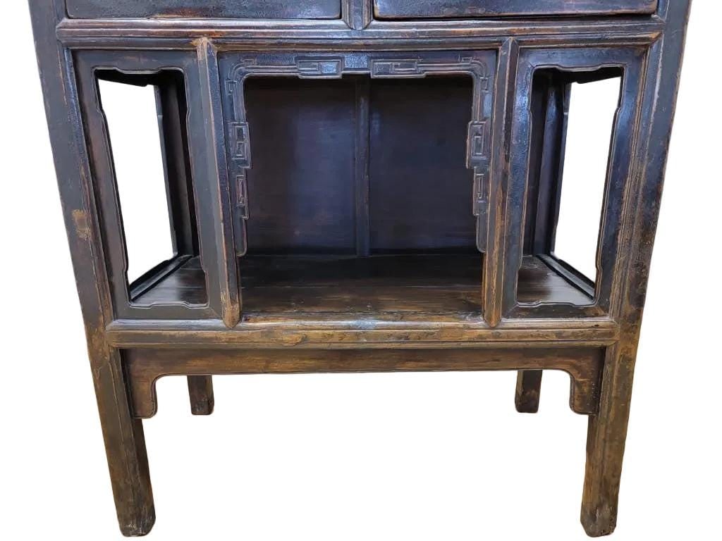 Antique Shanxi Province Lacquered Elm Open Cabinet - 3