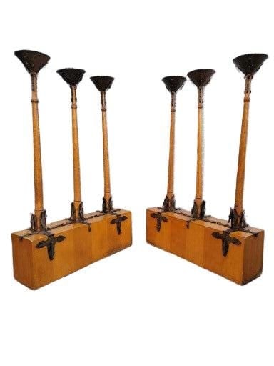 Antique English Gothic Removable Candle Torch Set - Pair - 2