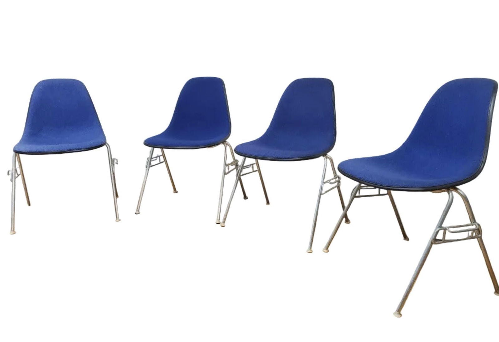 Mid Century Modern Herman Miller Shell Dining Chairs in Blue - Set of 4 - 9