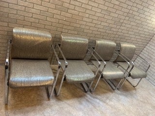 Mid Century Modern Herman Miller Glass Dining Table and 4 Chairs Newly Upholstered - 6