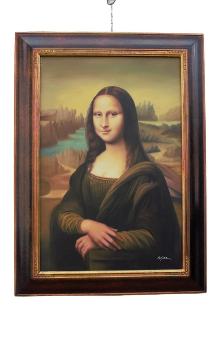 Vintage Mona Lisa Oil Painting (1 of 9)