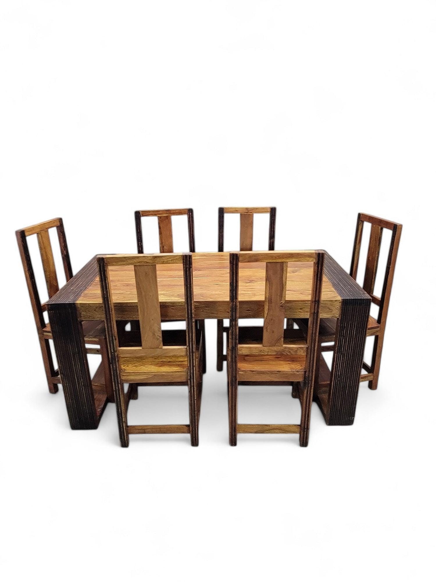 Vintage Rustic Reclaimed Barnwood Extending Dining Table and Chairs Set - 5