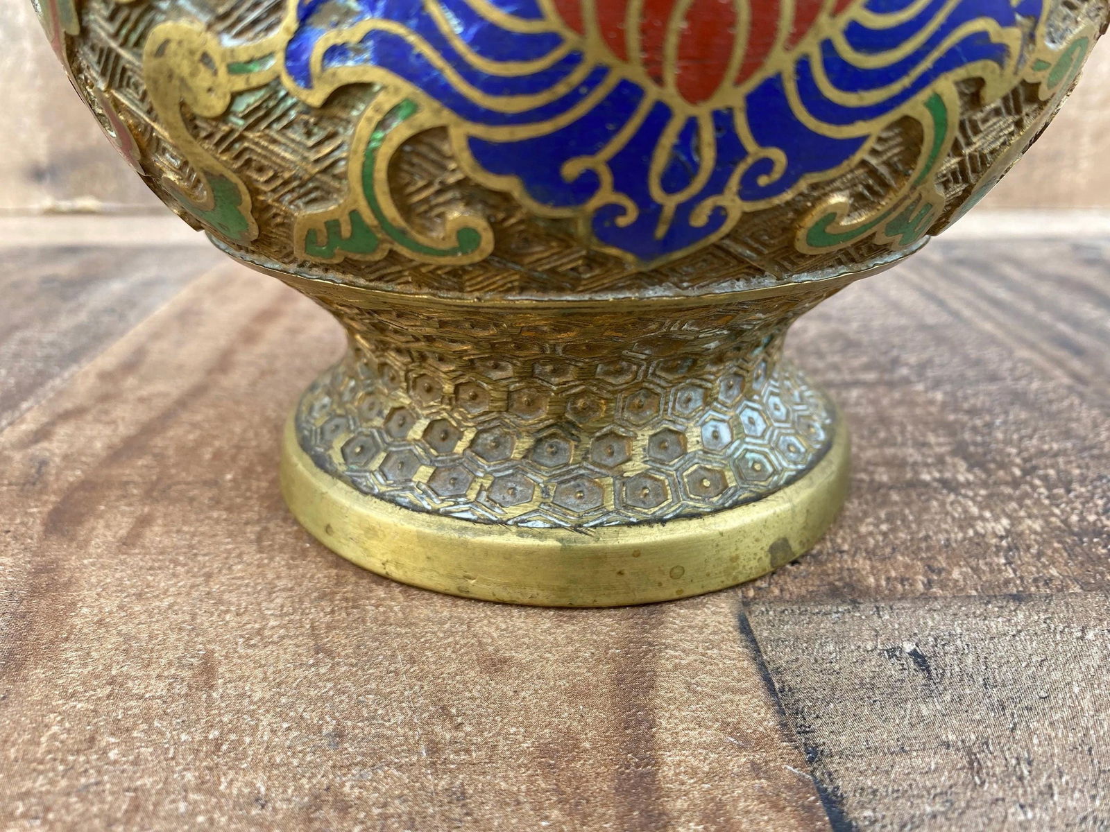 Antique Japanese Bronze Cloisonné/Champleve Vase - 6