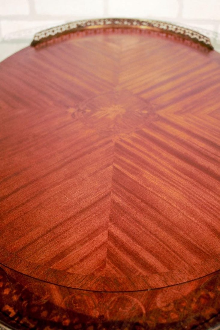 Antique Victorian Style Ornate Oval Side Table - 6