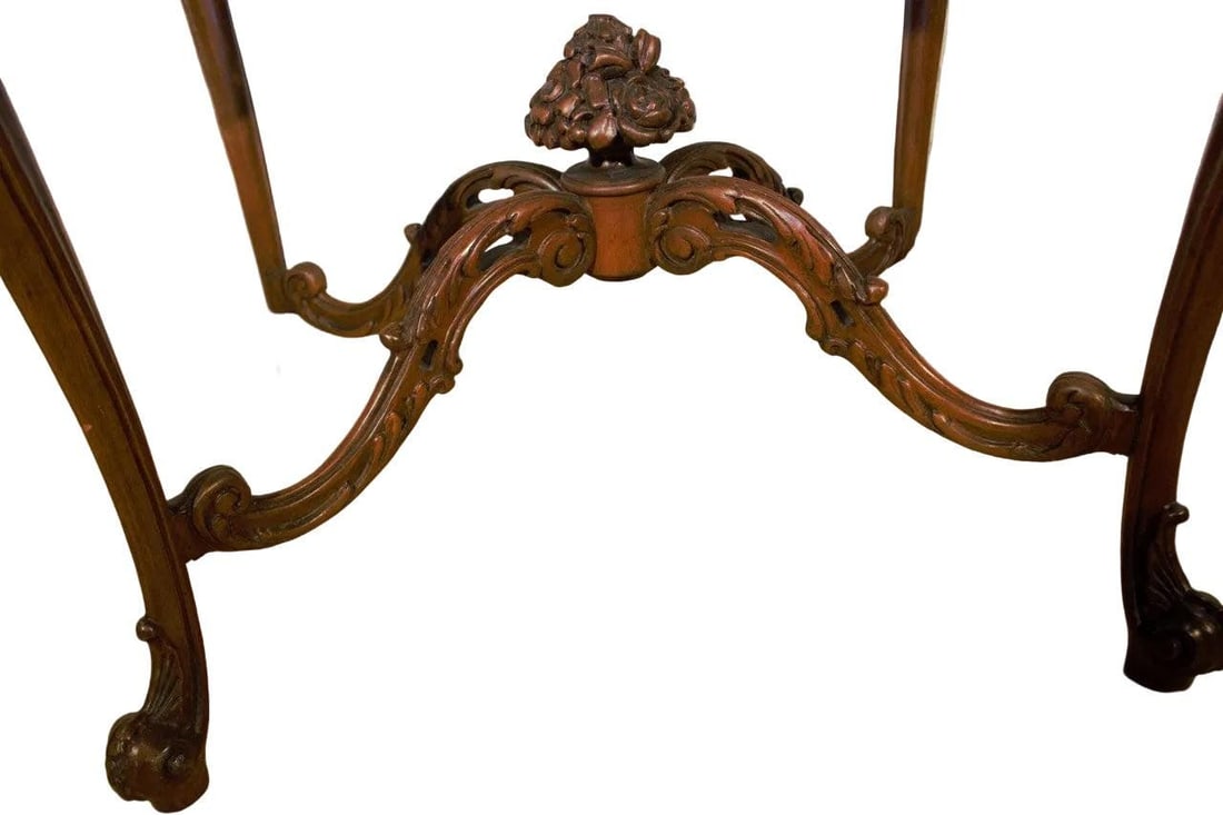 Antique Victorian Style Ornate Oval Side Table - 7