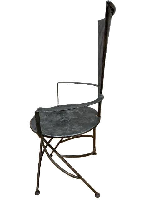 Vintage Metal Side Chair with Triangle Back and Round Seat - 4