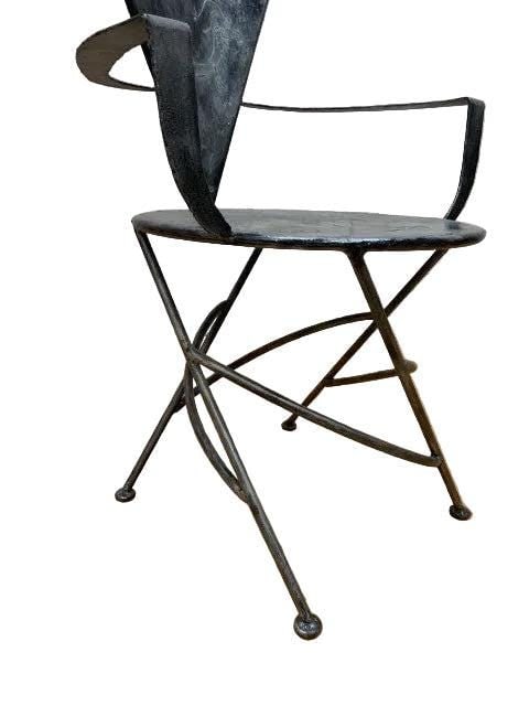 Vintage Metal Side Chair with Triangle Back and Round Seat - 6