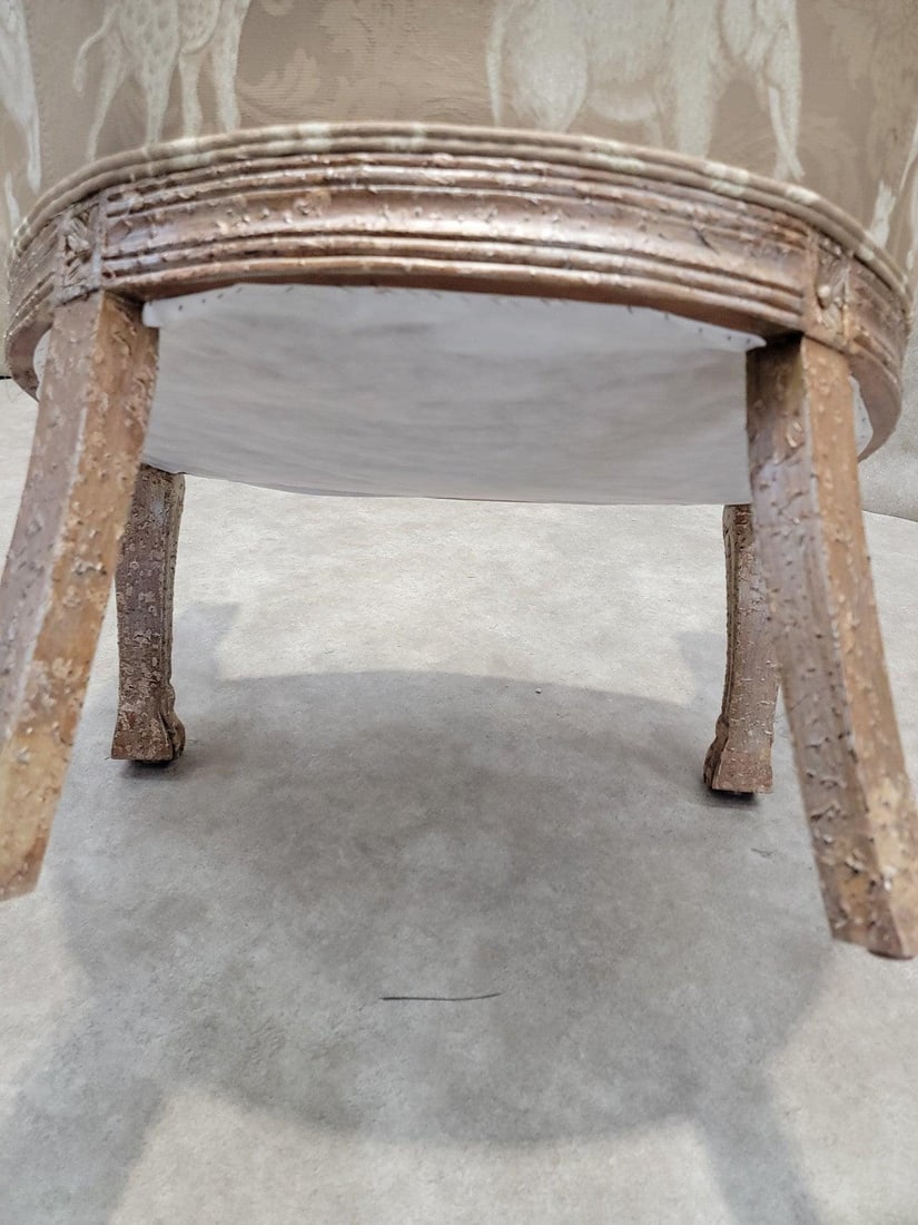 Vintage Baroque Safari Fabric Barrel Back Accent Lounge Chair - 8