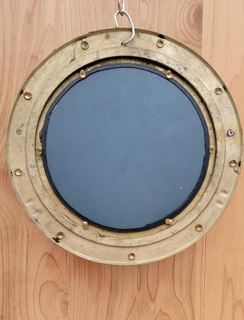 Vintage Nautical Brass Porthole Mirror - 3