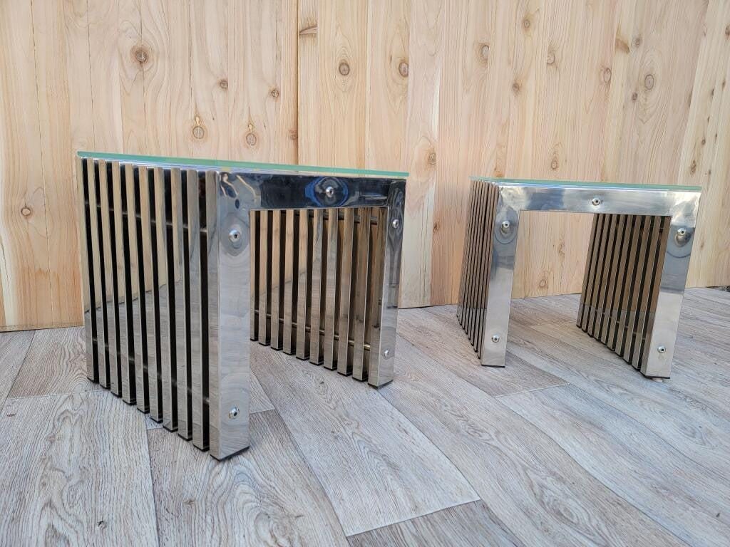 MCM Milo Baughman Style Side Tables - Pair - 4