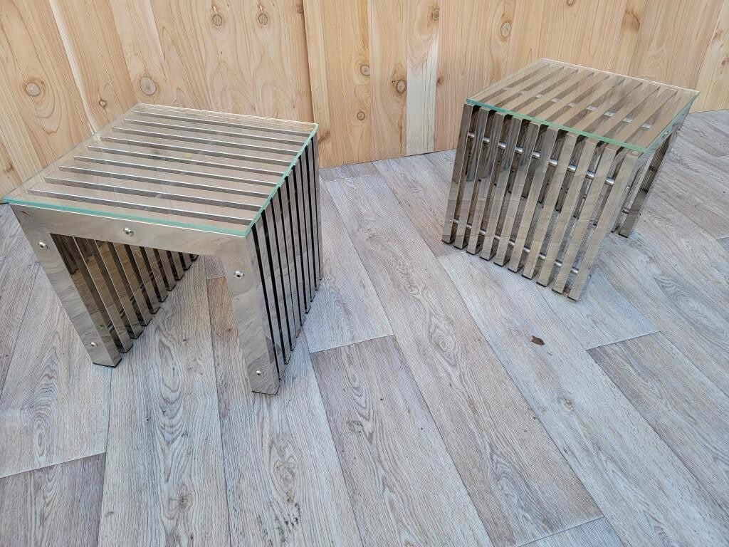 MCM Milo Baughman Style Side Tables - Pair - 9