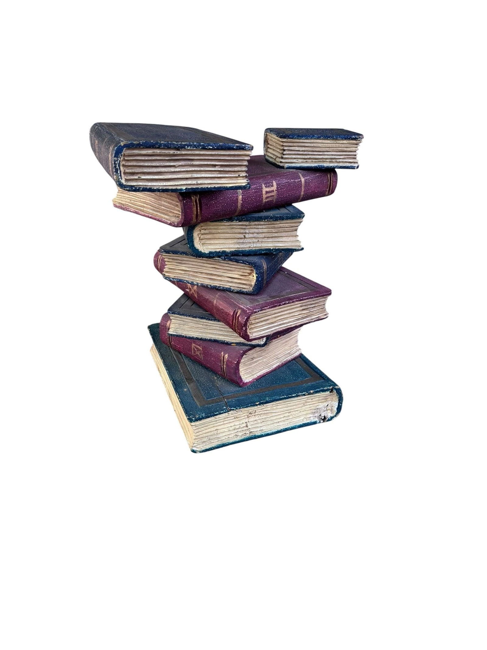 Vintage Faux Stacked Book Side Table - 4